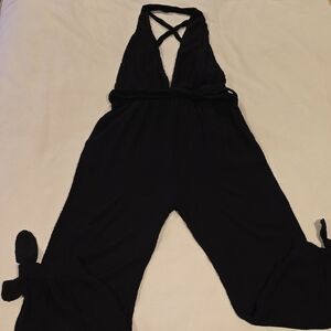 Lulu's Elegant Black Criss-Cross Jumpsuit